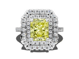 White gold Double Halo Fancy Yellow Radiant  Diamond Pave Band with Four-Prong Setting_44