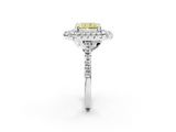 White gold Double Halo Fancy Yellow Radiant  Diamond Pave Band with Four-Prong Setting_45