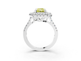 White gold Double Halo Fancy Yellow Radiant  Diamond Pave Band with Four-Prong Setting_46