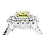 White gold Double Halo Fancy Yellow Radiant  Diamond Pave Band with Four-Prong Setting_47