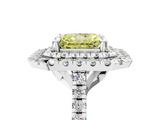 White gold Double Halo Fancy Yellow Radiant  Diamond Pave Band with Four-Prong Setting_49
