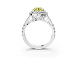 White gold Double Halo Fancy Yellow Round Cut Diamond Split Shank Engagement Ring with Four-Prong Setting_30