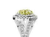 White gold Double Halo Fancy Yellow Round Cut Diamond Split Shank Engagement Ring with Four-Prong Setting_32