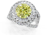 White gold Double Halo Fancy Yellow Round Cut Diamond Split Shank Pave Set Ring_4