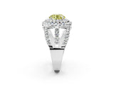 White gold Double Halo Fancy Yellow Round Cut Diamond Split Shank Pave Set Ring_5