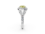 White gold Double Halo Fancy Yellow Round  Cut Diamond Split Shank Ring with Four Prong Setting_2
