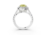 White gold Double Halo Fancy Yellow Round  Cut Diamond Split Shank Ring with Four Prong Setting_3