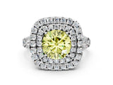 White gold Double Halo Fancy Yellow Round  Cut Pave Split Shank Prong Set Ring_15