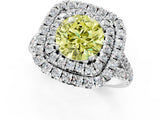 White gold Double Halo Fancy Yellow Round  Cut Pave Split Shank Prong Set Ring_16