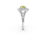 White gold Double Halo Fancy Yellow Round  Cut Pave Split Shank Prong Set Ring_17