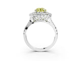 White gold Double Halo Fancy Yellow Round  Cut Pave Split Shank Prong Set Ring_18