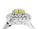 White gold Double Halo Fancy Yellow Round  Cut Pave Split Shank Prong Set Ring_19