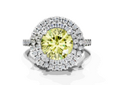 White gold Double Halo Fancy Yellow Round  Diamond Pave Band with Four-Prong Setting_17