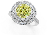 White gold Double Halo Fancy Yellow Round  Diamond Pave Band with Four-Prong Setting_18