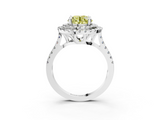 White gold Double Halo Fancy Yellow Round  Diamond Pave Band with Four-Prong Setting_20