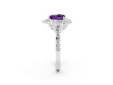 White gold Double Halo Heart Cut Amethyst Pavé Band with Four-Prong Setting_2