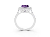 White gold Double Halo Heart Cut Amethyst Pavé Band with Four-Prong Setting_3
