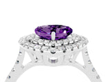 White gold Double Halo Heart Cut Amethyst Pavé Band with Four-Prong Setting_4