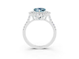 White gold Double Halo Heart Cut Aquamarine Pavé Band with Four-Prong Setting_3