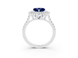 White gold Double Halo Heart Cut Blue Sapphire Pavé Band with Four-Prong Setting_3