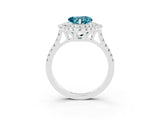 White gold Double Halo Heart Cut Blue Topaz Pavé Band with Four-Prong Setting_3