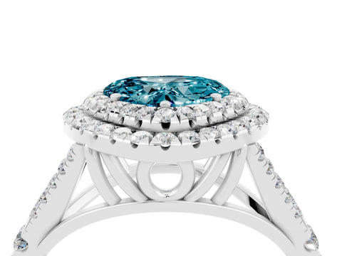 White gold Double Halo Heart Cut Blue Topaz Split Shank Engagement Ring with Four-Prong Setting_4
