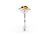 White gold Double Halo Heart Cut Citrine Pavé Band with Four-Prong Setting_2