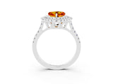 White gold Double Halo Heart Cut Citrine Pavé Band with Four-Prong Setting_3