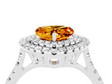 White gold Double Halo Heart Cut Citrine Pavé Band with Four-Prong Setting_4