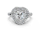 White gold Double Halo Heart Cut Diamond Split Shank Engagement Ring with Four-Prong Setting_3