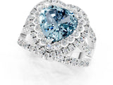 White gold Double Halo Heart Cut Diamond Split Shank Pave Set Ring_1