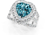White gold Double Halo Heart Cut Diamond Split Shank Pave Set Ring_1