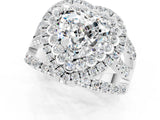 White gold Double Halo Heart Cut Diamond Split Shank Pave Set Ring_1