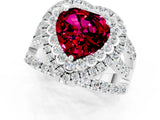 White gold Double Halo Heart Cut Diamond Split Shank Pave Set Ring_1