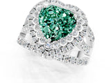 White gold Double Halo Heart Cut Diamond Split Shank Pave Set Ring_1