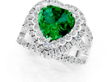 White gold Double Halo Heart Cut Diamond Split Shank Pave Set Ring_1