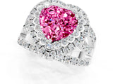 White gold Double Halo Heart Cut Diamond Split Shank Pave Set Ring_1
