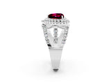 White gold Double Halo Heart Cut Diamond Split Shank Pave Set Ring_2