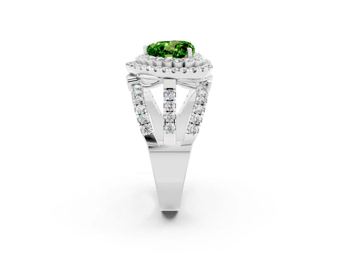 White gold Double Halo Heart Cut Diamond Split Shank Pave Set Ring_2
