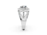 White gold Double Halo Heart Cut Diamond Split Shank Pave Set Ring_2