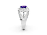 White gold Double Halo Heart Cut Diamond Split Shank Pave Set Ring_2