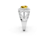White gold Double Halo Heart Cut Diamond Split Shank Pave Set Ring_2