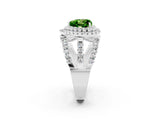 White gold Double Halo Heart Cut Diamond Split Shank Pave Set Ring_2