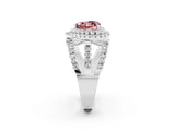 White gold Double Halo Heart Cut Diamond Split Shank Pave Set Ring_2