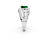 White gold Double Halo Heart Cut Diamond Split Shank Pave Set Ring_2