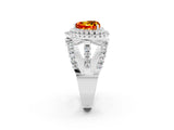 White gold Double Halo Heart Cut Diamond Split Shank Pave Set Ring_2