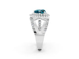 White gold Double Halo Heart Cut Diamond Split Shank Pave Set Ring_2