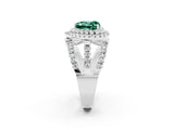 White gold Double Halo Heart Cut Diamond Split Shank Pave Set Ring_2