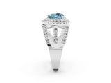 White gold Double Halo Heart Cut Diamond Split Shank Pave Set Ring_2