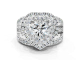 White gold Double Halo Heart Cut Diamond Split Shank Pave Set Ring_3